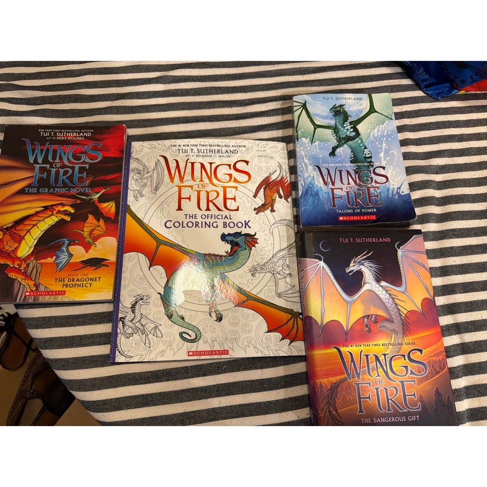 Wings of Fire Book Lot 4pc Graphic Novel Coloring Book Talons of Power Dangerous